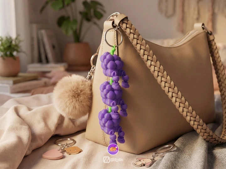 Брелок Набор Виноградная Гроздь 3 Шт Подвижные Articulated Fruit Keychains Grapes 10 См 3Д Печать - Фото 1 Брелок Набор Виноградная Гроздь 3 Шт Подвижные Articulated Fruit Keychains Grapes 10 См 3Д Печать - изображение 1