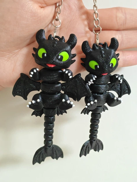 Брелок Беззубик Подвижный Cute Toothless Night Fury Articulated Keychain 8 См 3Д Печать - изображение 3