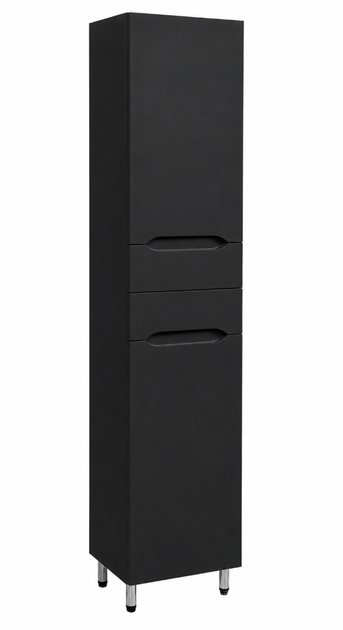 Пенал для ванної SANWEST Мальта 35 чорний, 190×35×30 см, з кошиком для білизни та доводчиками - изображение 2