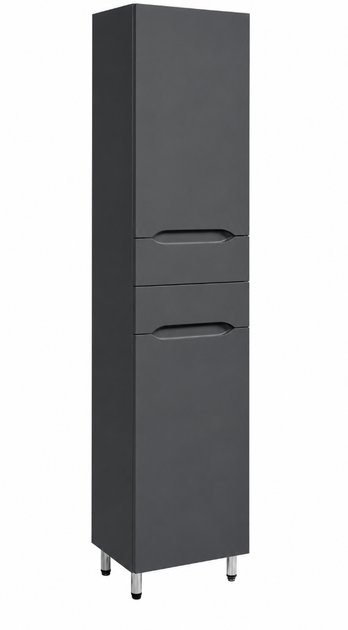 Пенал для ванної SANWEST Мальта 35 графіт, 190×35×30 см, з кошиком для білизни та доводчиками - изображение 2