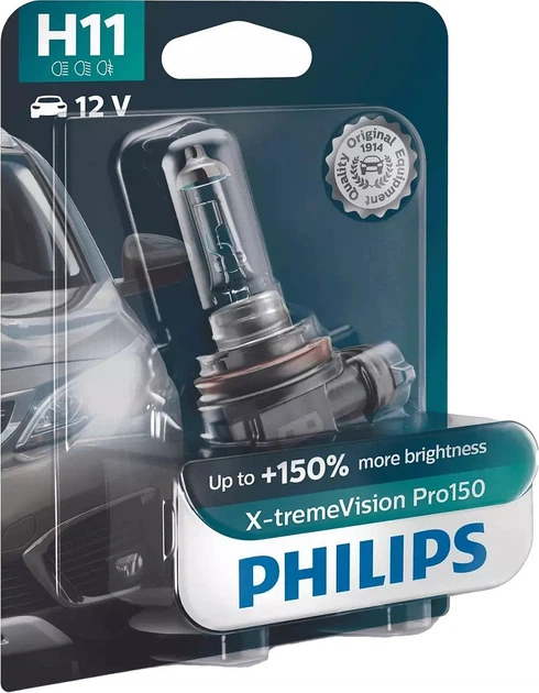 Автолампа H11 X-tremeVision Pro+150% 12V 55W PGJ19-2 (блистер 1шт) - Фото 1 Автолампа H11 X-tremeVision Pro+150% 12V 55W PGJ19-2 (блистер 1шт) - зображення 1