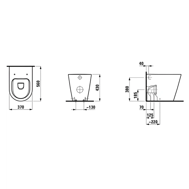 Унитаз под инсталляцию Laufen KARTELL 560x370 полукруглый, с сиденьем, белый (H8233370000001/H8913330000001) - изображение 3