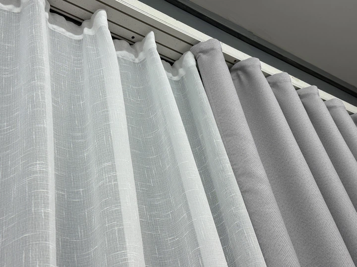 Комплект штор VR-Textil Лен Мешковина 150х270 2шт и Тюль 400х270 867ш-115т светло-серый с белым 71-060/3 - изображение 8