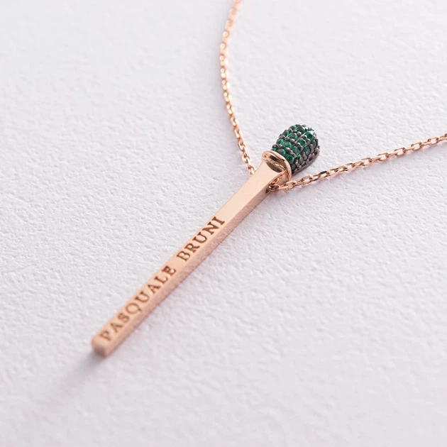Золотое колье "Спичка" (зеленые фианиты) кол01466 Онікс 45 - изображение 3
