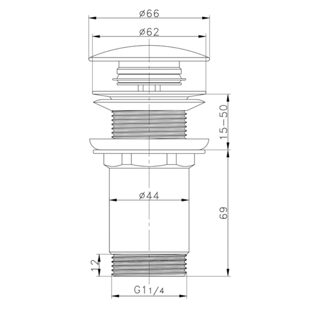 Донный клапан Koer PW-08-03 1 1/4'' Сlick-Сlack для умывальника, белый матовый (KR5787) - изображение 5