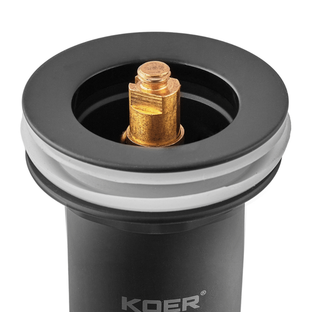 Донный клапан Koer PW-07-05 1 1/4'' Сlick-Сlack для умывальника, черный матовый (KR5785) - изображение 3
