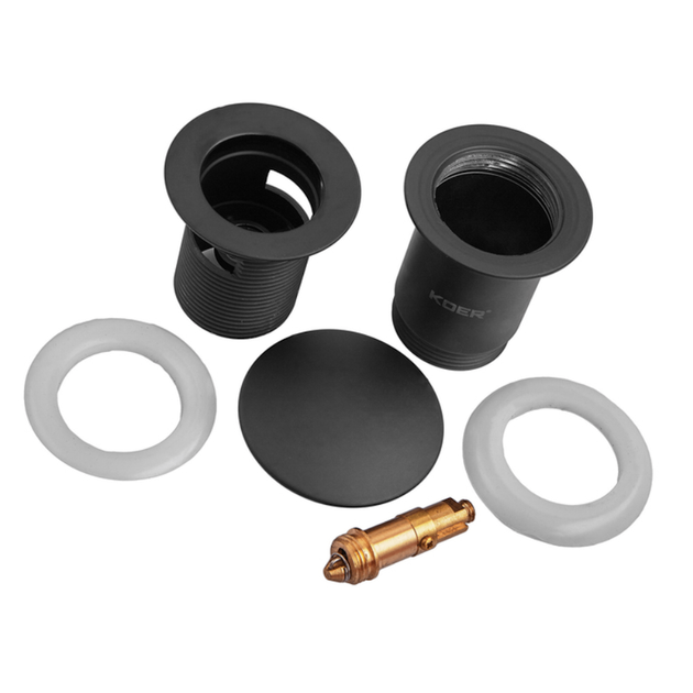 Донный клапан Koer PW-07-05 1 1/4'' Сlick-Сlack для умывальника, черный матовый (KR5785) - изображение 4