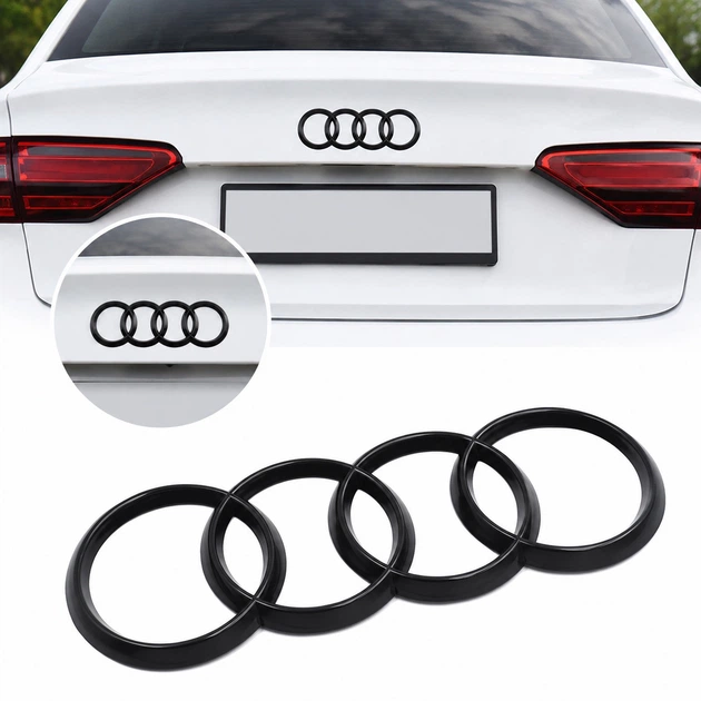 Емблема Audi ауді 185 мм 65 мм на задню частину авто чорний глянець - зображення 2