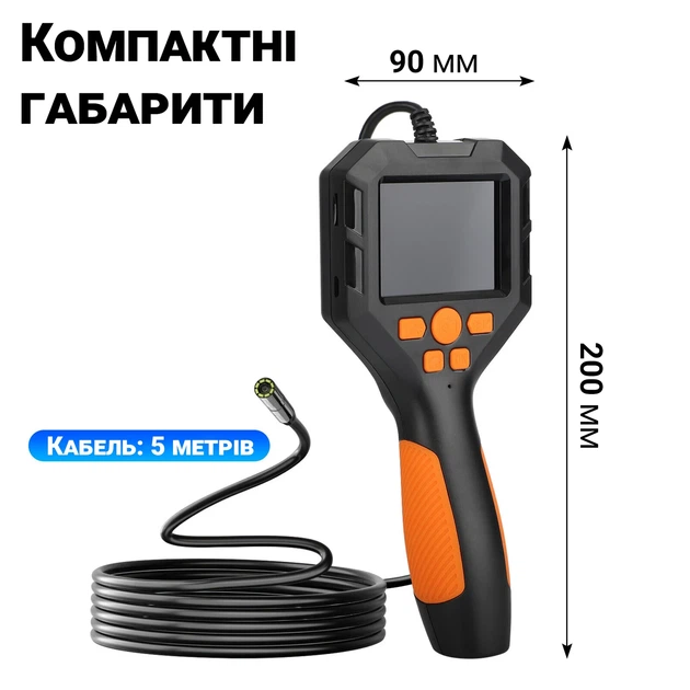 Ендоскоп автомобільний Podofo P10h FullHD 1080P з дисплеєм 2.8" кабель 5 м чорний - зображення 5
