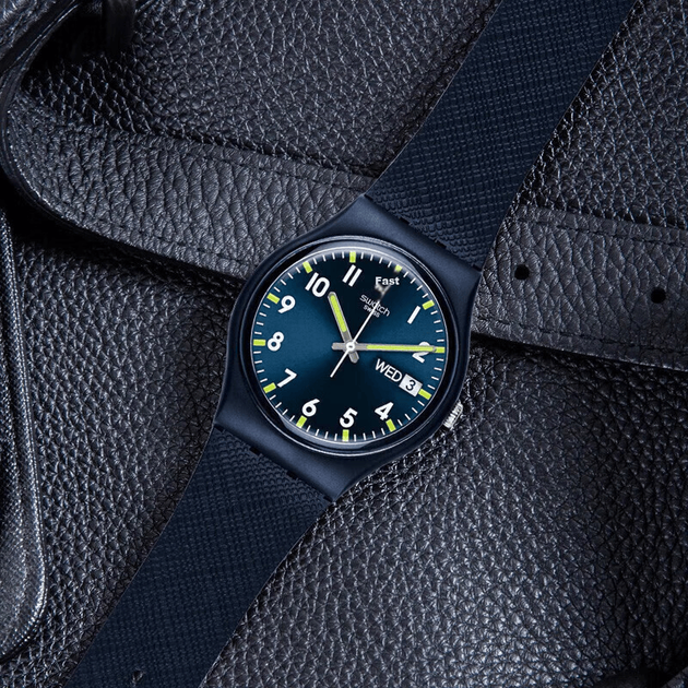 Швейцарський годинник Swatch, Gentleman Blue 2.0, подвійний календар, модний подарунковий кварцовий наручний годинник для чоловіків та жінок, годинник для огляду SO28N702 - зображення 7