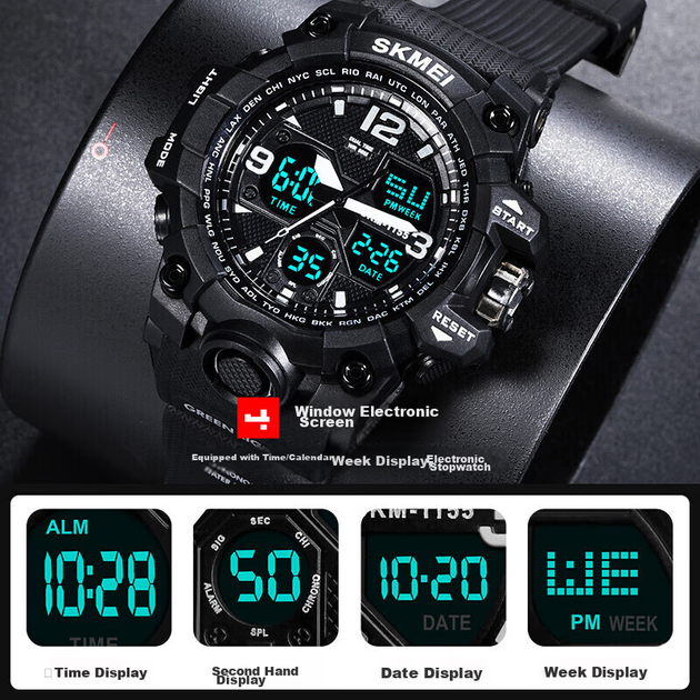 Дитячий годинник Skmei SKM-1155 Black (1327) - Фото 3 Дитячий годинник Skmei SKM-1155 Black (1327) - зображення 3