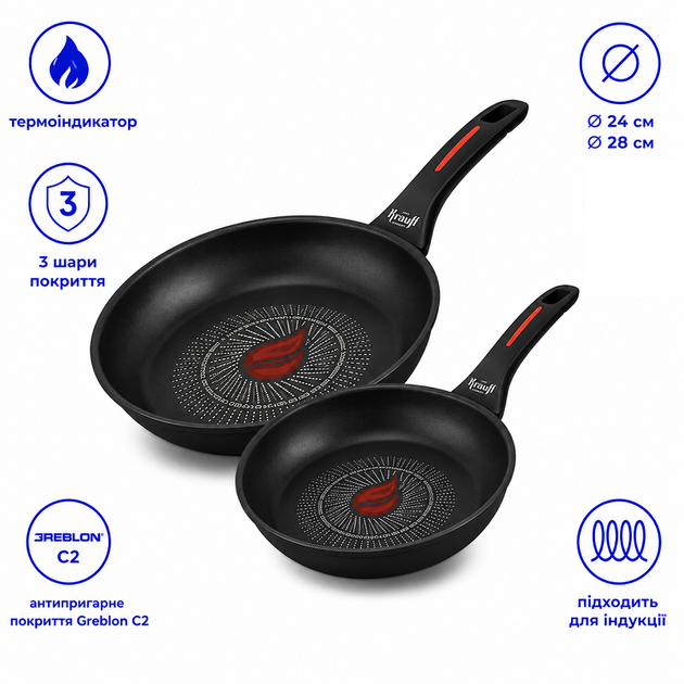 Набор сковородок KRAUFF Smart Fry 25-45-220 - Фото 1 Набор сковородок KRAUFF Smart Fry 25-45-220 - изображение 1