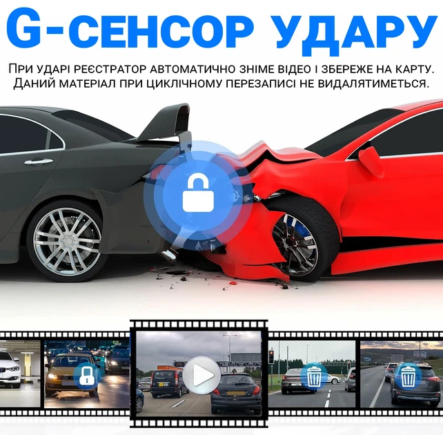 Автомобильный видеорегистратор Podofo W8109 с тремя камерами FullHD 1080P черный - изображение 9