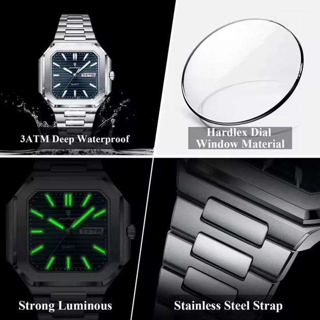 Наручні годинники Poedagar Chester кварцові сталь 40x11 мм сріблястий синій - зображення 7