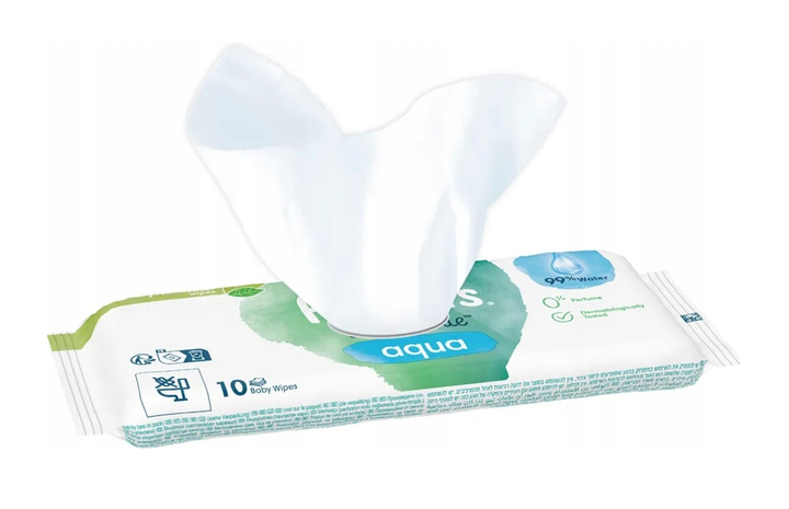 Дитячі вологі серветки Pampers Harmonie Aqua, 10 шт, без спирту та ароматизаторів - изображение 2