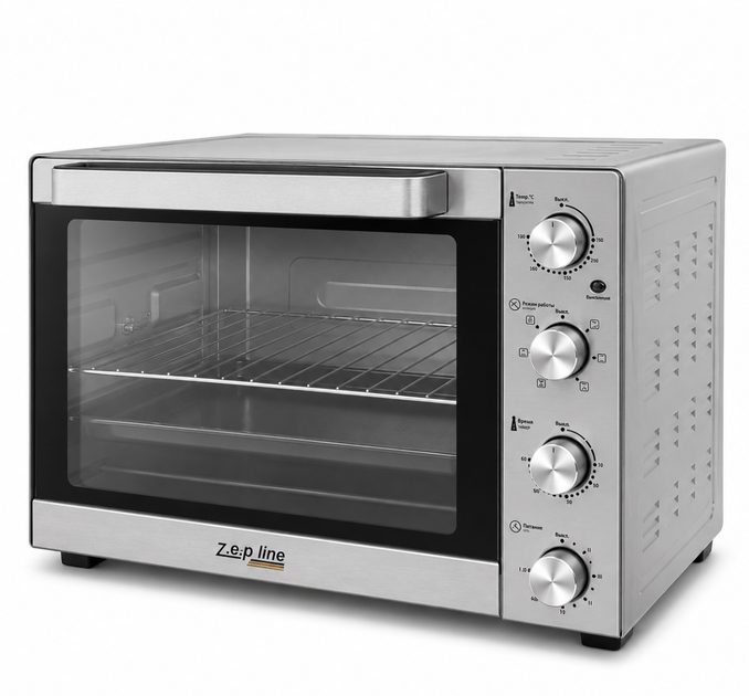Електрична духовка Zepline ZP-00369 AeroChef Pro Max з конвекцією грилем вертелом механічним керуванням внутрішнім освітленням камерою 60 л потужністю 2200 Вт з корпусом із нержавіючої сталі - зображення 7