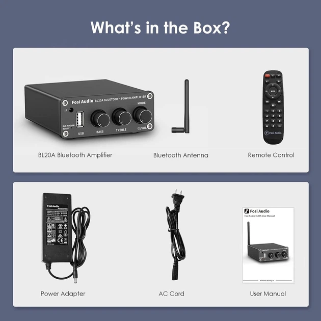 Підсилювач звуку Fosi Audio BL20A (200W) Bluetooth 5.0 + блок живлення 24V (2x100W) - Фото 3 Підсилювач звуку Fosi Audio BL20A (200W) Bluetooth 5.0 + блок живлення 24V (2x100W) - изображение 3