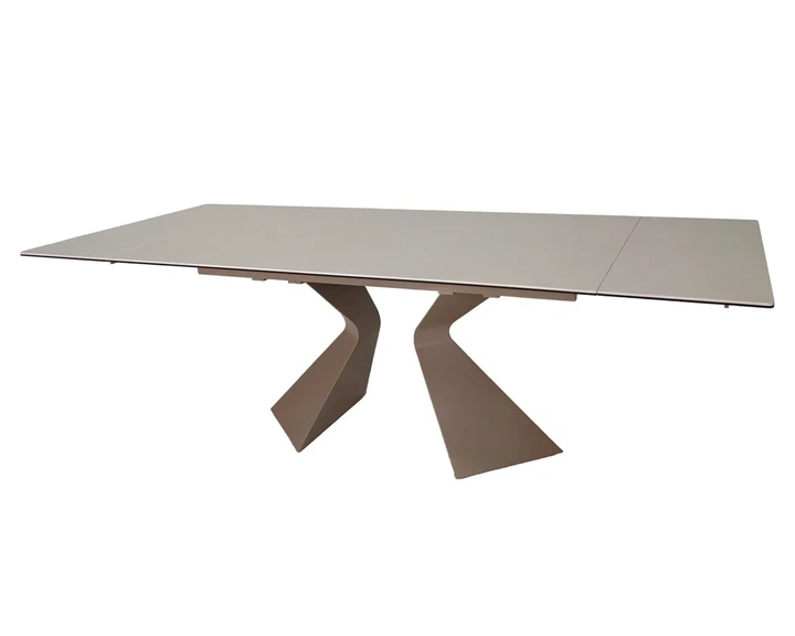 Стіл розкладний LAURA CERAMIC 160(240)x90 см загартоване скло + кераміка бежевий матовий - зображення 4