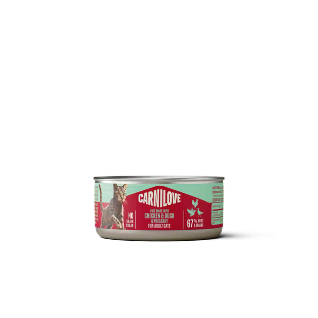 Корм вологий Carnilove Chicken, Duck & Pheasant для котів паштет курка, качка і фазан 100 г - Фото 1 Корм вологий Carnilove Chicken, Duck & Pheasant для котів паштет курка, качка і фазан 100 г - зображення 1