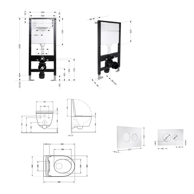 Подвесной унитаз Qtap Swan Ultra Quiet 485x360x320 см керамика белый комплект инсталляции - изображение 2