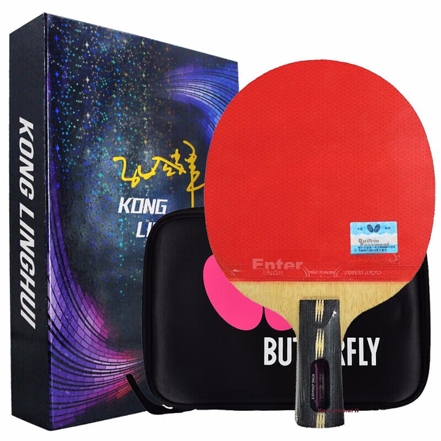 Ракетка для настольного тенниса BUTTERFLY Kong Linghui с прямой ручкой и карбоновым основанием, с чехлом - Фото 11 Ракетка для настольного тенниса BUTTERFLY Kong Linghui с прямой ручкой и карбоновым основанием, с чехлом - изображение 11