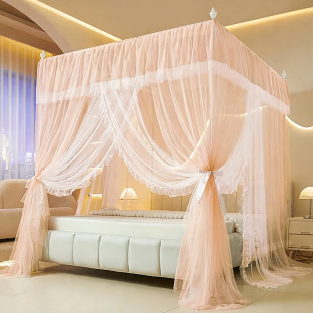 Москитная сетка Hodo Class A Encrypted Gauze Elegant Floor-Length Palace Mosquistic Net 1.8×2m Home Three Door Double-Layer Mesh - Jade Color - изображение 9