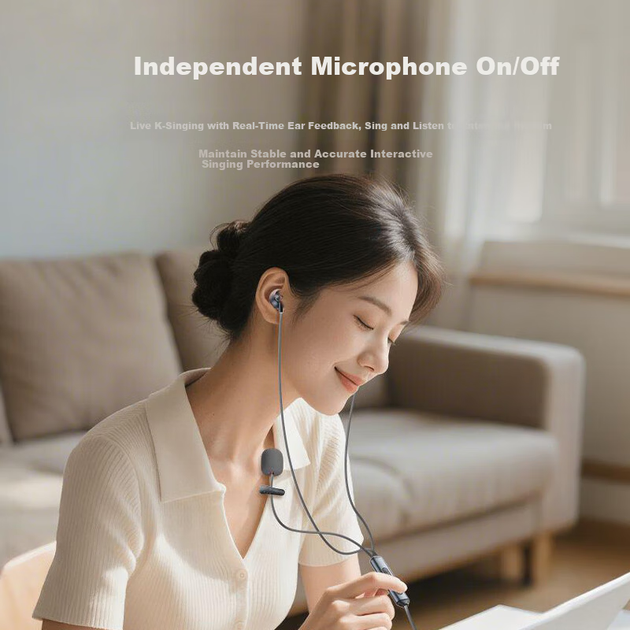 Микрофон Quanmin KPods SE со звуковой картой для караоке и стримов, белый - изображение 3
