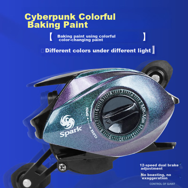 Катушка для ловли на приманку Erciyuan Water Drop Reel, микро-джиггинг, дальний заброс, взрывозащищенная, с магнитным двойным тормозом, красочная, для микро-джиггинга, для левшей. - изображение 8