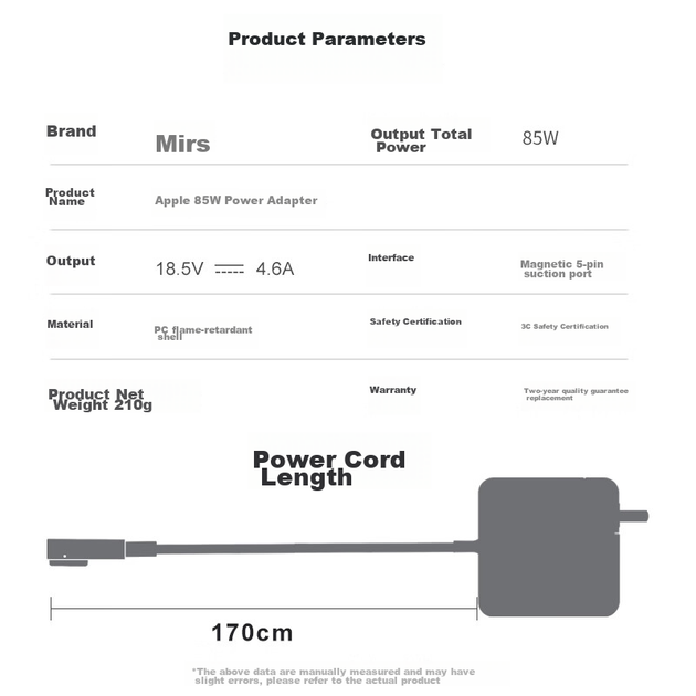 Зарядное устройство Mryc для Apple, 85 Вт, совместимо с MacBook Pro A1286 A1343 A1297, кабель 1.7 м, 18.5 В 4.6 А - изображение 11