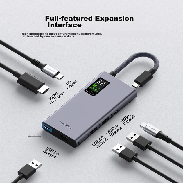 Док-станція розширення цифрового дисплея Hagibis з екраном, конвертер USB-C, адаптер Ethernet, конвертер Type-C на HDMI, сумісний з комп'ютерами Apple Mac, адаптер Thunderbolt 4 - зображення 5