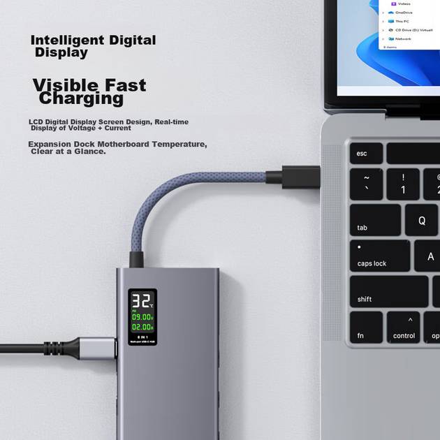 Док-станція розширення цифрового дисплея Hagibis з екраном, конвертер USB-C, адаптер Ethernet, конвертер Type-C на HDMI, сумісний з комп'ютерами Apple Mac, адаптер Thunderbolt 4 - зображення 6