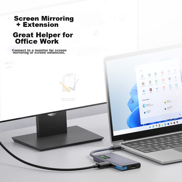 Док-станція розширення цифрового дисплея Hagibis з екраном, конвертер USB-C, адаптер Ethernet, конвертер Type-C на HDMI, сумісний з комп'ютерами Apple Mac, адаптер Thunderbolt 4 - зображення 7