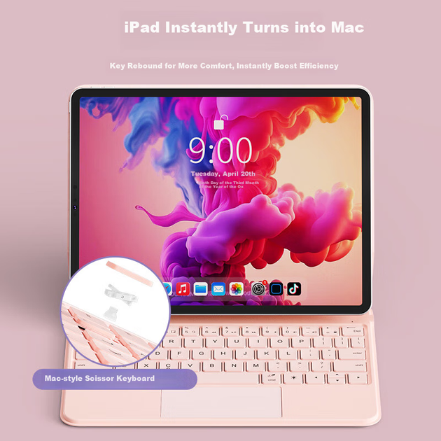 Чехол-клавиатура BOW Hangshi HB354 для iPad Air 5/6/7 и Pro 10.9 и 11 дюймов с Bluetooth и тачпадом, фиолетовый - изображение 8