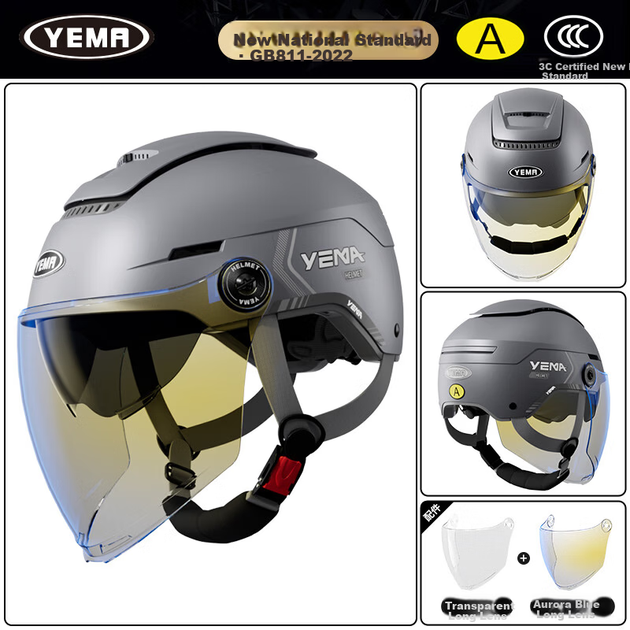 Шолом YEMA 370S для електровелосипеда відкритий з подвійним візором, титановий - зображення 5