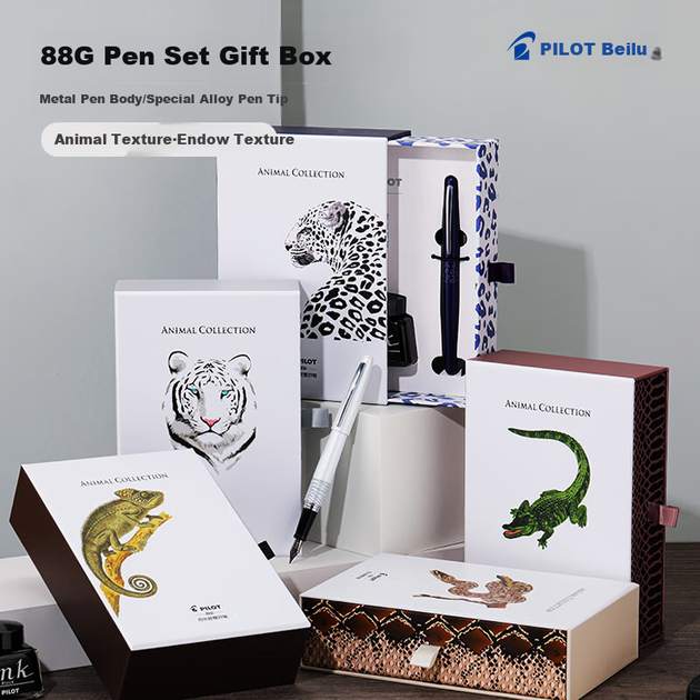 Ручка перьевая PILOT 88G FPMR2 с пером M и набором чернил, узор Silver Python - изображение 5