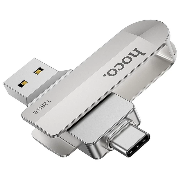 USB-флешка Hoco UD10 128GB USB 3.0 (USB A + USB C) Silver (6931474738677) - Фото 1 USB-флешка Hoco UD10 128GB USB 3.0 (USB A + USB C) Silver (6931474738677) - зображення 1