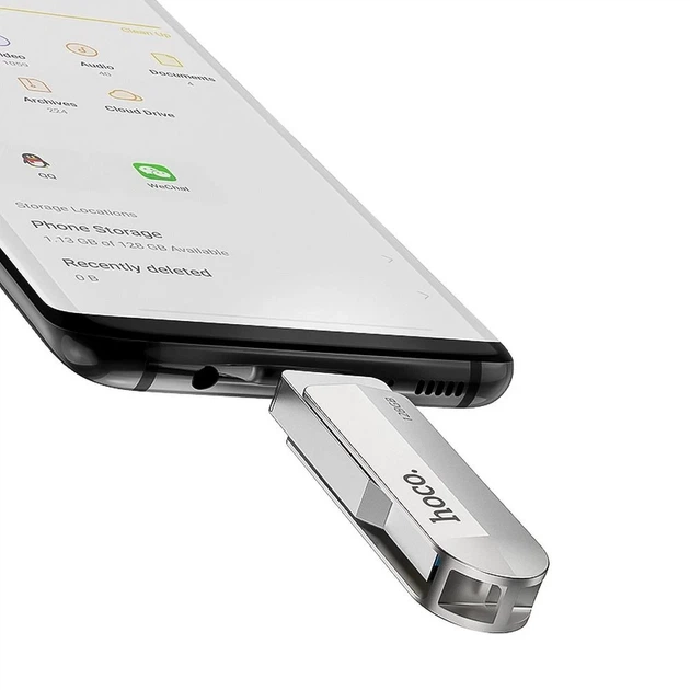 USB-флешка Hoco UD10 128GB USB 3.0 (USB A + USB C) Silver (6931474738677) - Фото 3 USB-флешка Hoco UD10 128GB USB 3.0 (USB A + USB C) Silver (6931474738677) - зображення 3