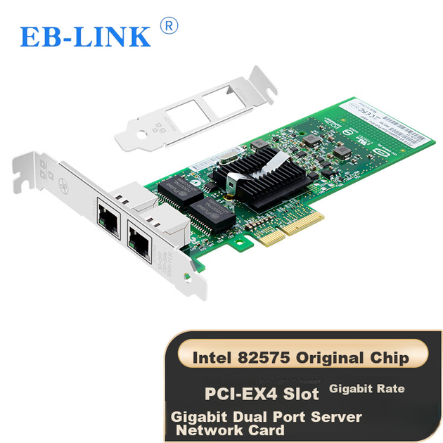 Мережева карта EB-LINK PCI-E X4 гігабітна двопортова серверна на чипі Intel 82575 - зображення 4