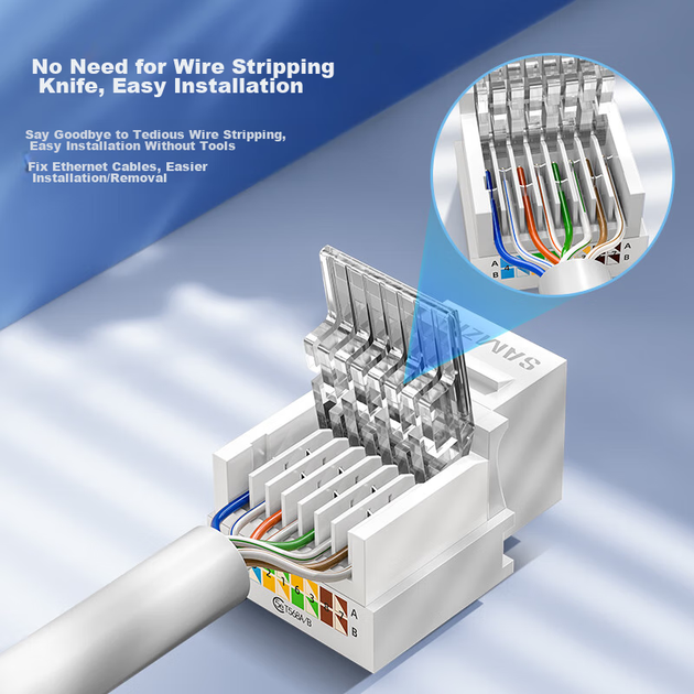 Модуль SAMZHE MKC-510 RJ-45 UTP Cat 5e безинструментальный 10 шт. Бежевый - изображение 4