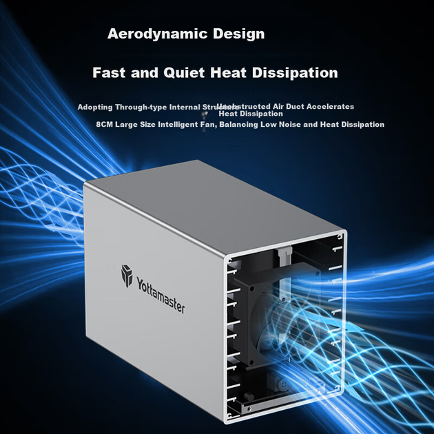 Корпус для жестких дисков Yottamaster Disk Array Cabinet [поддерживает RAID], внешний корпус для хранения данных с разъемами USB 3.1 и SATA, подходит для SSD и механических жестких дисков, совместим с ноутбуками. - изображение 8