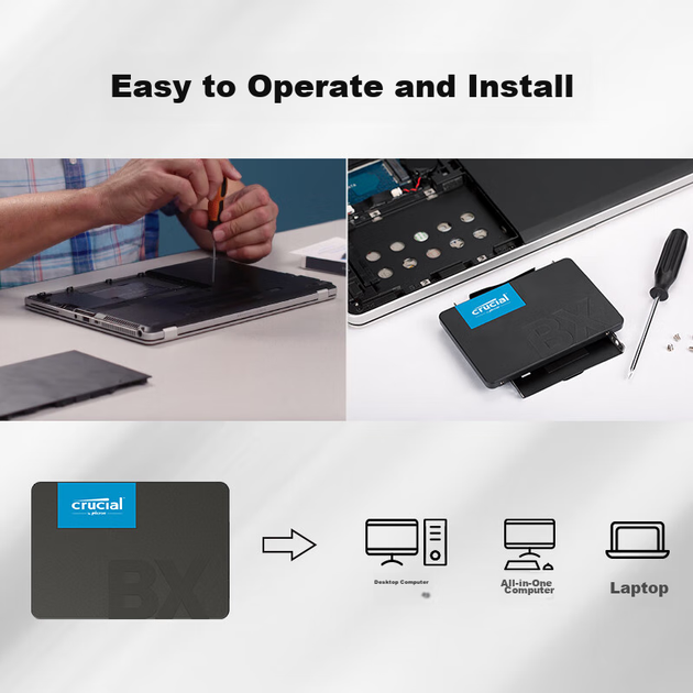 SSD диск Crucial BX500 240GB 2.5" SATAIII (CT240BX500SSD1) - Фото 5 SSD диск Crucial BX500 240GB 2.5" SATAIII (CT240BX500SSD1) - зображення 5