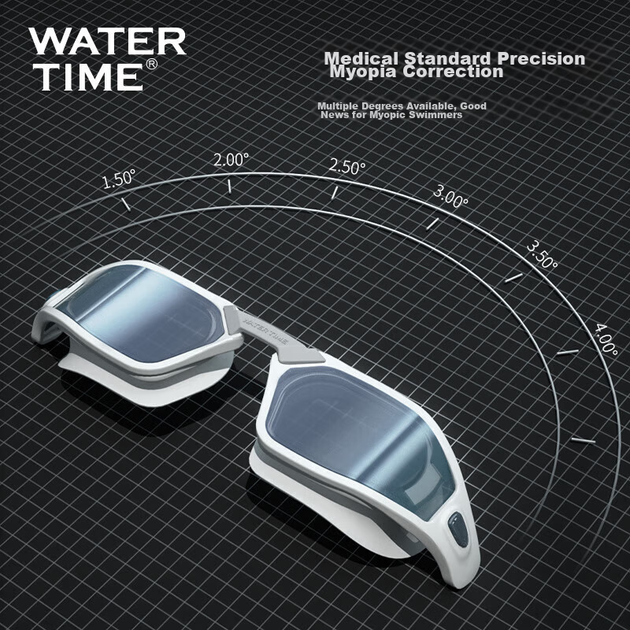 Окуляри для плавання WATERTIME з діоптріями -2.00 та дзеркальним покриттям, білі - Фото 10 Окуляри для плавання WATERTIME з діоптріями -2.00 та дзеркальним покриттям, білі - зображення 10