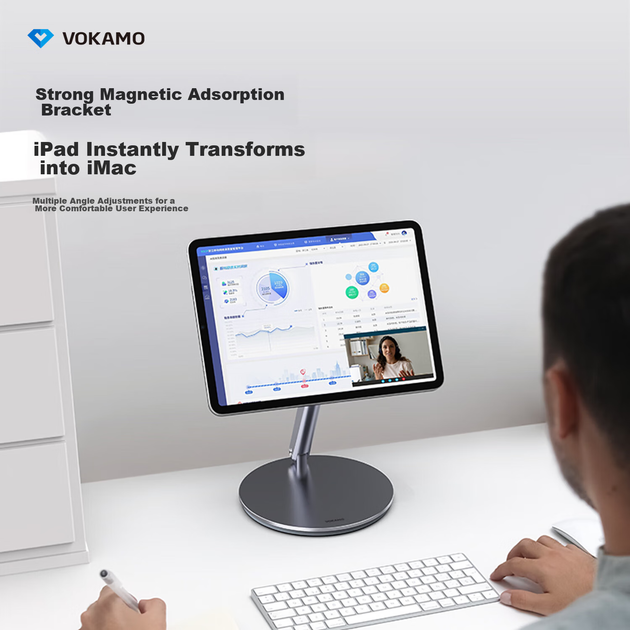 Підставка VOKAMO магнітна для iPad Air та Pro 10.9-11 дюймів з регулюванням висоти та поворотом 360 градусів - зображення 4
