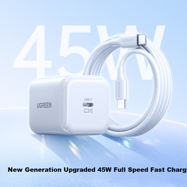 Комплект UGREEN зарядное устройство GaN 45 Вт и кабель Type-C для iPhone 16/17 - изображение 2
