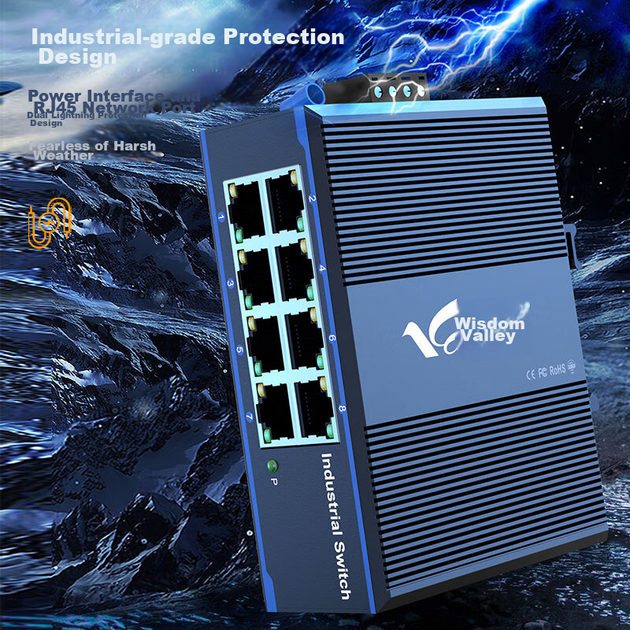 Коммутатор Huigu HG800-GE308 промышленный гигабитный на 8 портов, крепление на DIN-рейку - изображение 7