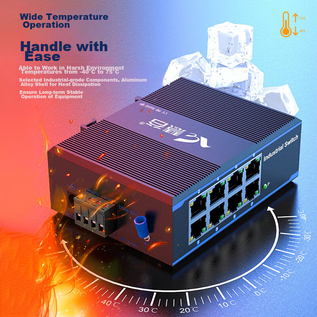 Коммутатор Huigu HG800-GE308 промышленный гигабитный на 8 портов, крепление на DIN-рейку - изображение 8