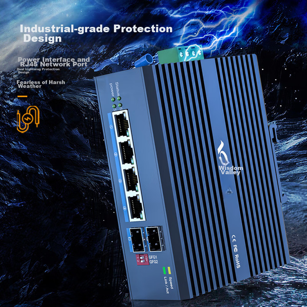 Промышленный управляемый коммутатор Huigu HG800-23, гигабитный, кольцевой, 1 оптический и 4 электрических порта, на DIN-рейку, с поддержкой ERPS и VLAN - изображение 7