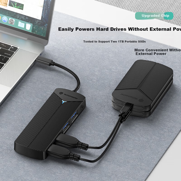 Док-станция Yottamaster Type-C Hub Dock, разветвитель USB-C 3.0, 4-портовый концентратор для ноутбука, iPad, планшета и настольного компьютера. - зображення 6