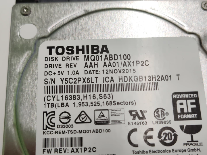 Накопичувач даних HDD 2,5" 1 Tb Toshiba MQ01ABD100 б/в 00-00002509, mpMQ01ABD100 - изображение 2