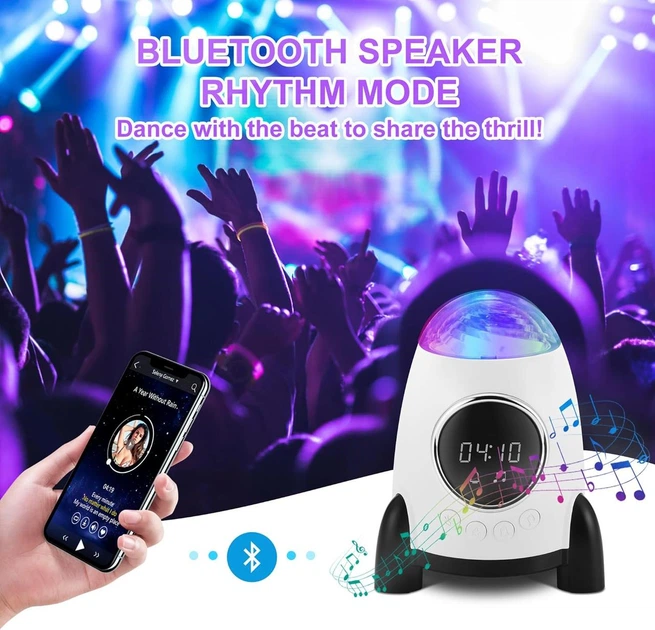 Проектор звездного неба с часами, Bluetooth динамиком и белым шумом Белый - Уценка - Фото 5 Проектор звездного неба с часами, Bluetooth динамиком и белым шумом Белый - Уценка - изображение 5